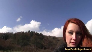 Pulled euro redhead banged outdoors POV