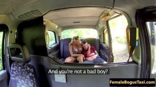 Bigtitted british cabbie consoles before sex