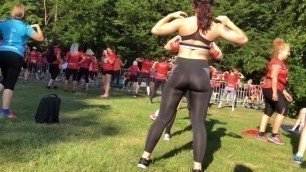 girl see thru leggings in the park