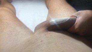 Brazilian Waxing of a Big Cock Part 2 She uses a new White W